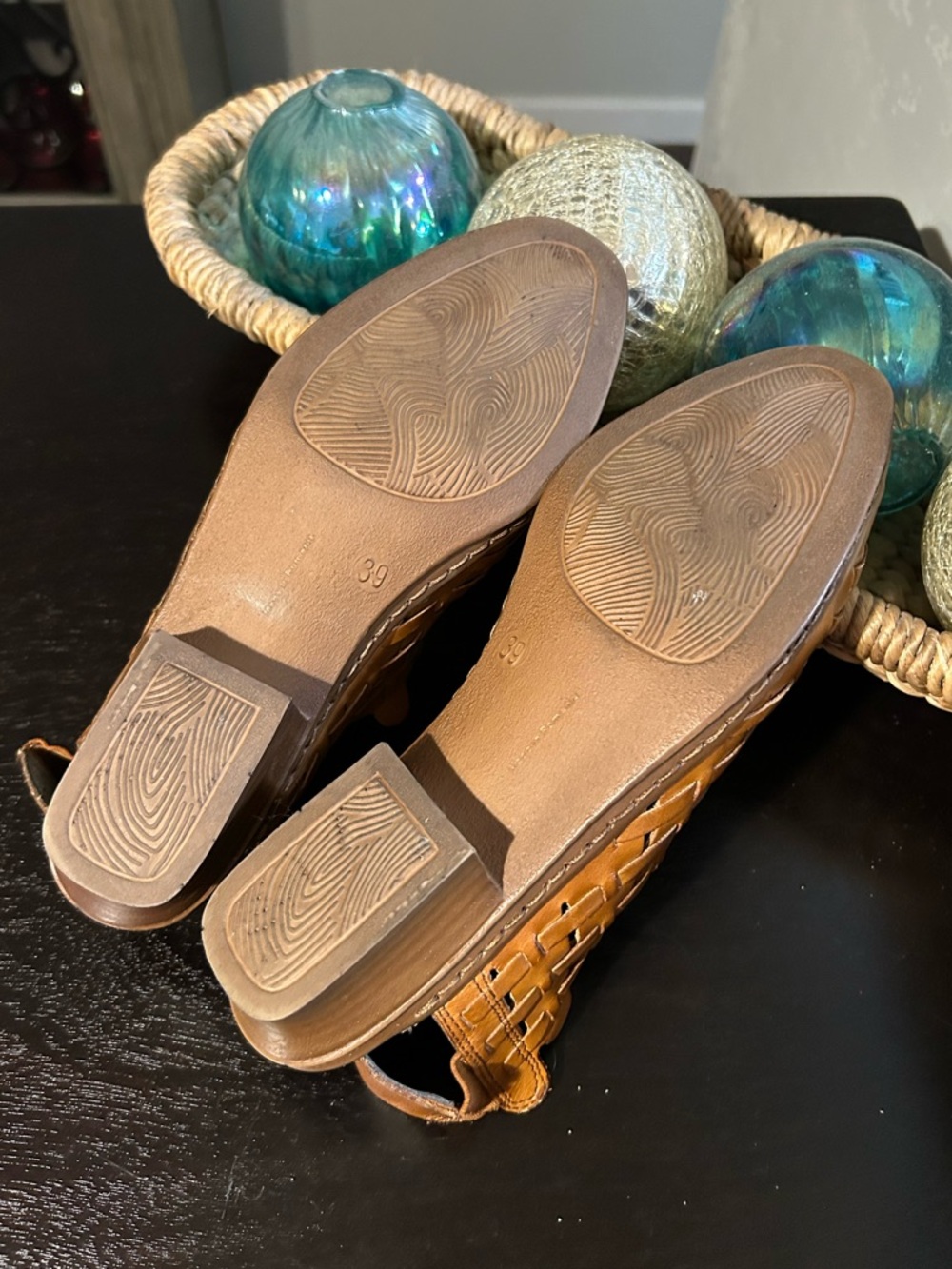 Rieker Anti-stress Tan Leather Woven Slingback Comfort  Shoes Size 39 - Picture 8 of 9